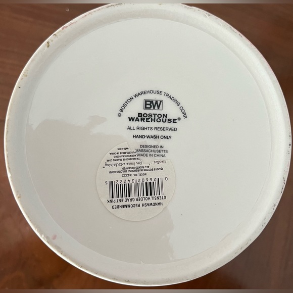 Boston Warehouse PINK Reactive Glaze Crock for Kitchen Utensils - Picture 7 of 8